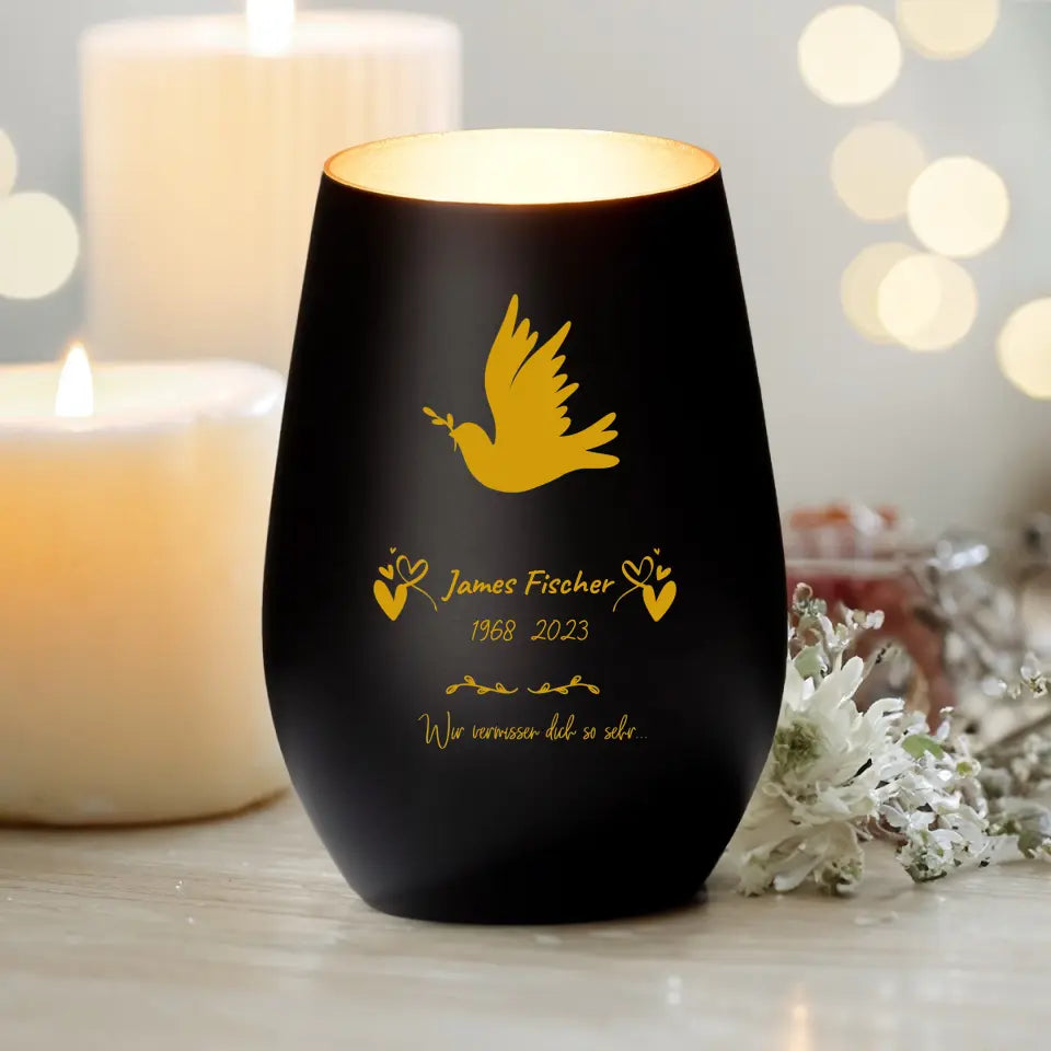 Personalisiertes Windlicht - Wir vermissen dich... Trauerlicht
