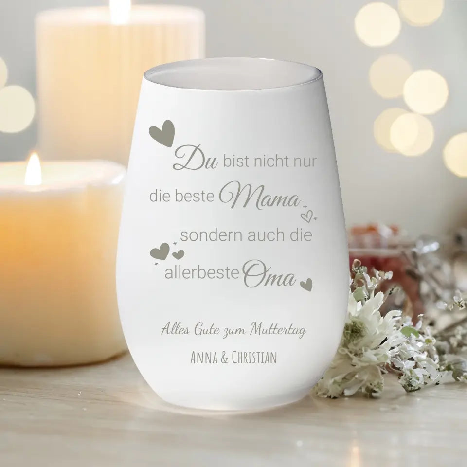 Personalisiertes Windlicht - Du bist nicht nur die beste Mama sondern auch die allerbeste Oma