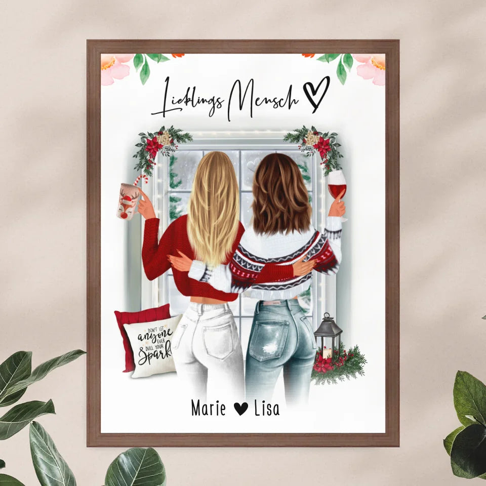 Personalisiertes Poster Beste Schwestern (2 Schwestern) - Weihnachtsposter