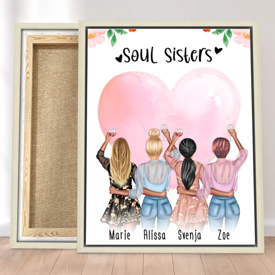 Personalisierte Leinwand - Beste Freundinnen (4 Freundinnen) - Best Friends