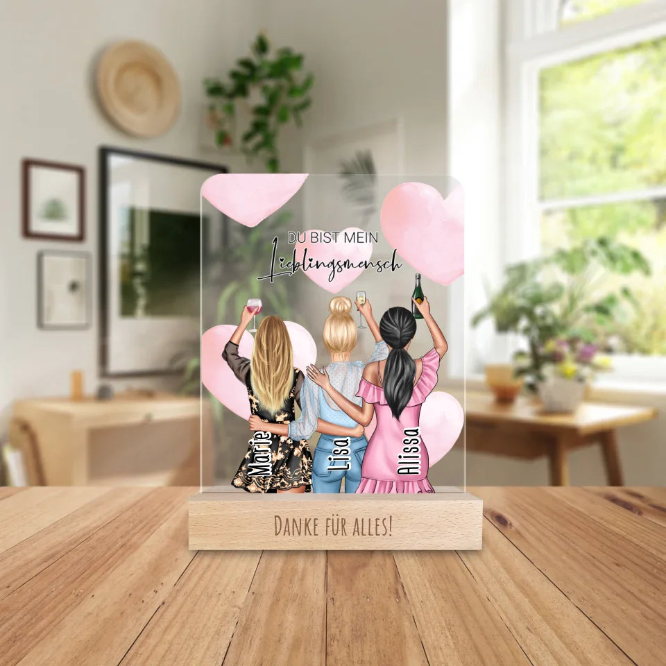 Personalisierte Acrylglasplatte - Beste Freundinnen (3 Freundinnen) - Best Friends