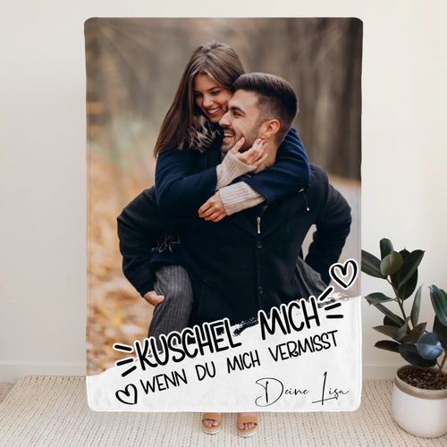 Personalisierte Decke - Kuschel mich, wenn du mich/uns vermisst - Paar Decke