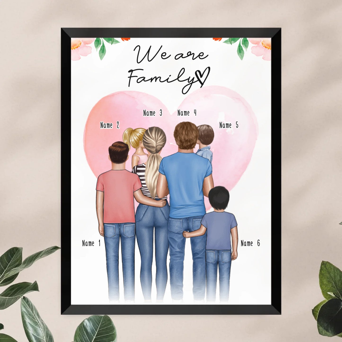 Personalisiertes Poster - Familie + 1-4 Kinder