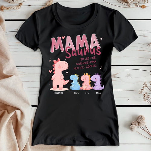 Personalisiertes T-Shirt - Mamasaurus mit 1-10 Kindern
