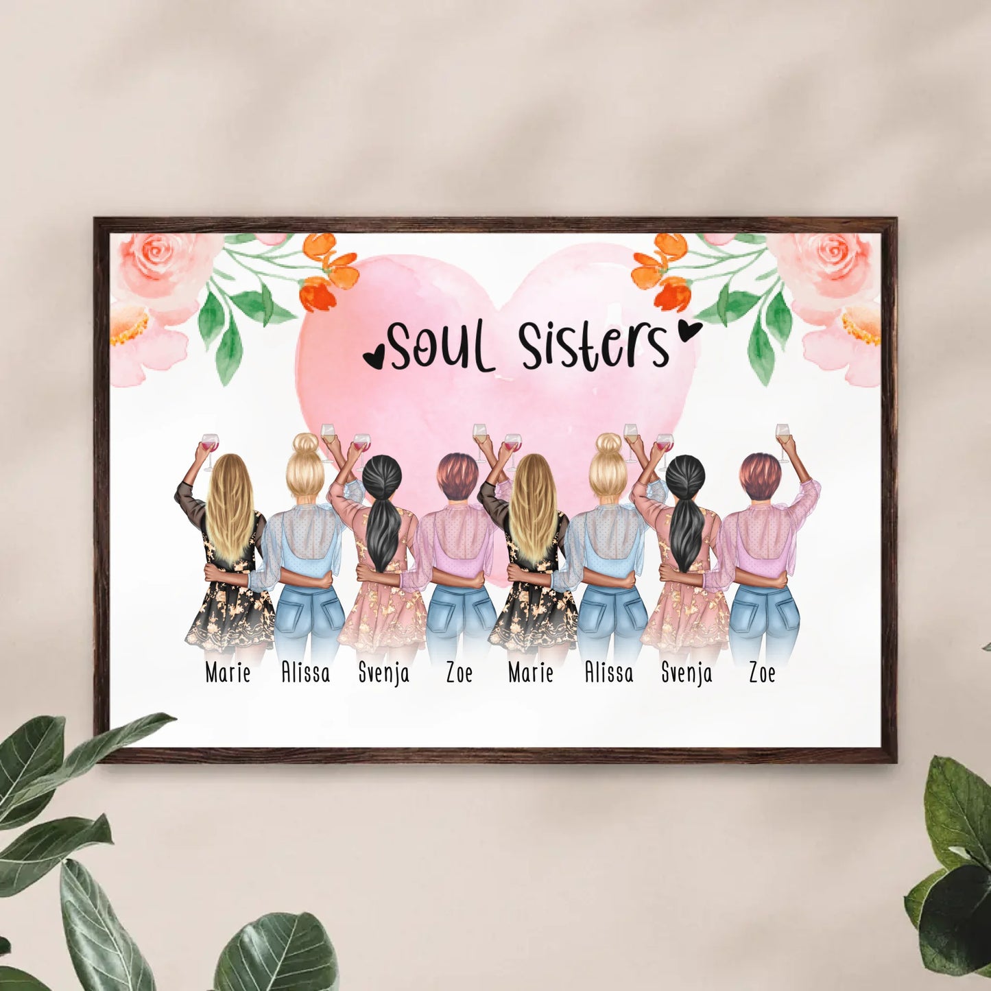 Personalisiertes Poster - Beste Freundinnen (8 Freundinnen) - Best Friends