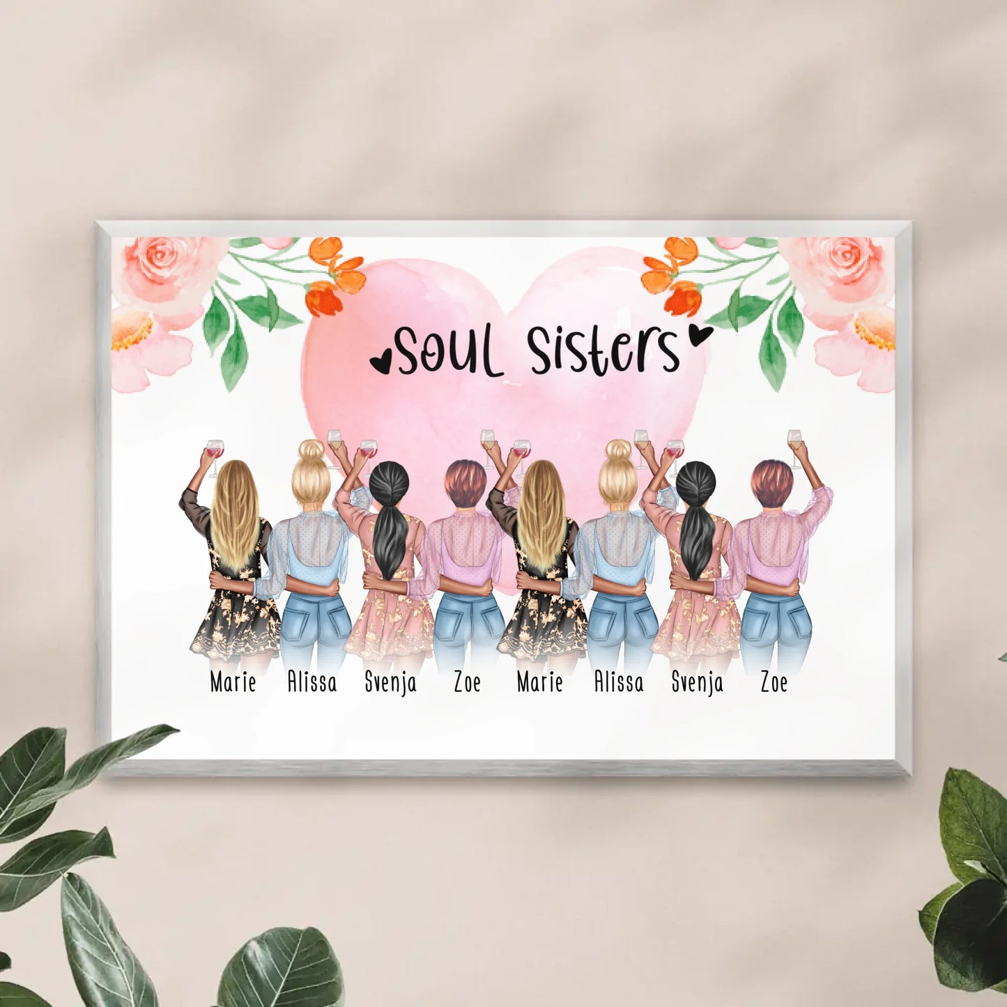 Personalisiertes Poster - Beste Freundinnen (8 Freundinnen) - Best Friends