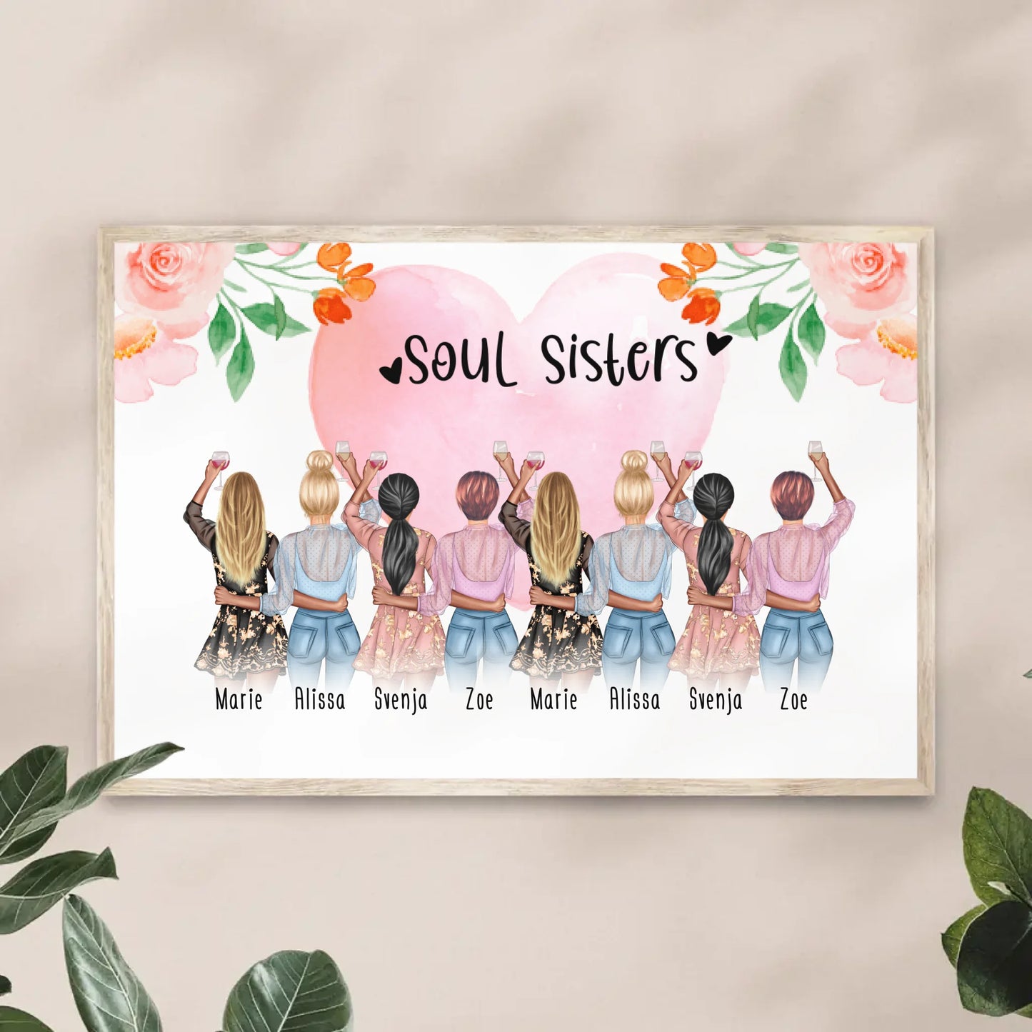 Personalisiertes Poster - Beste Freundinnen (8 Freundinnen) - Best Friends