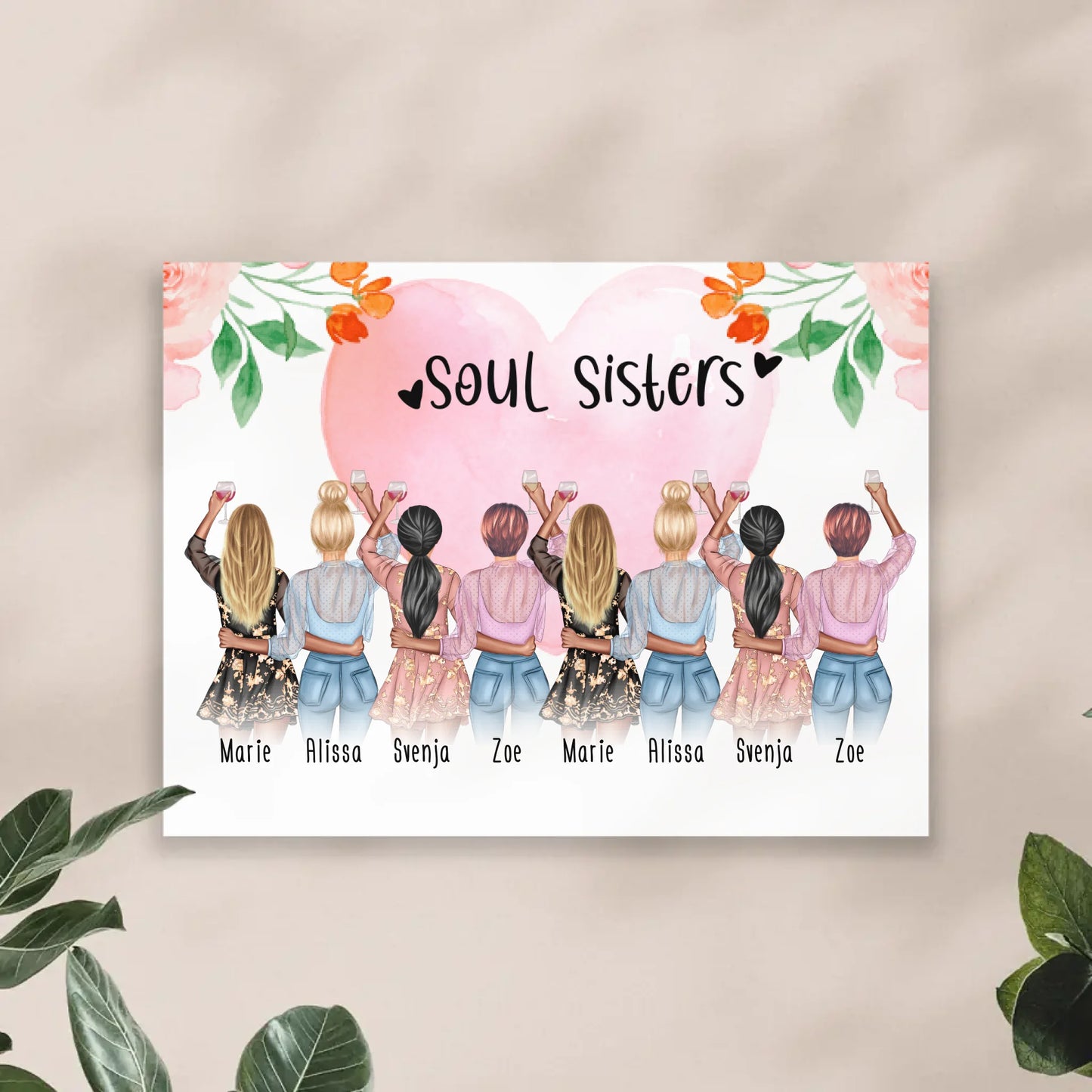 Personalisiertes Poster - Beste Freundinnen (8 Freundinnen) - Best Friends