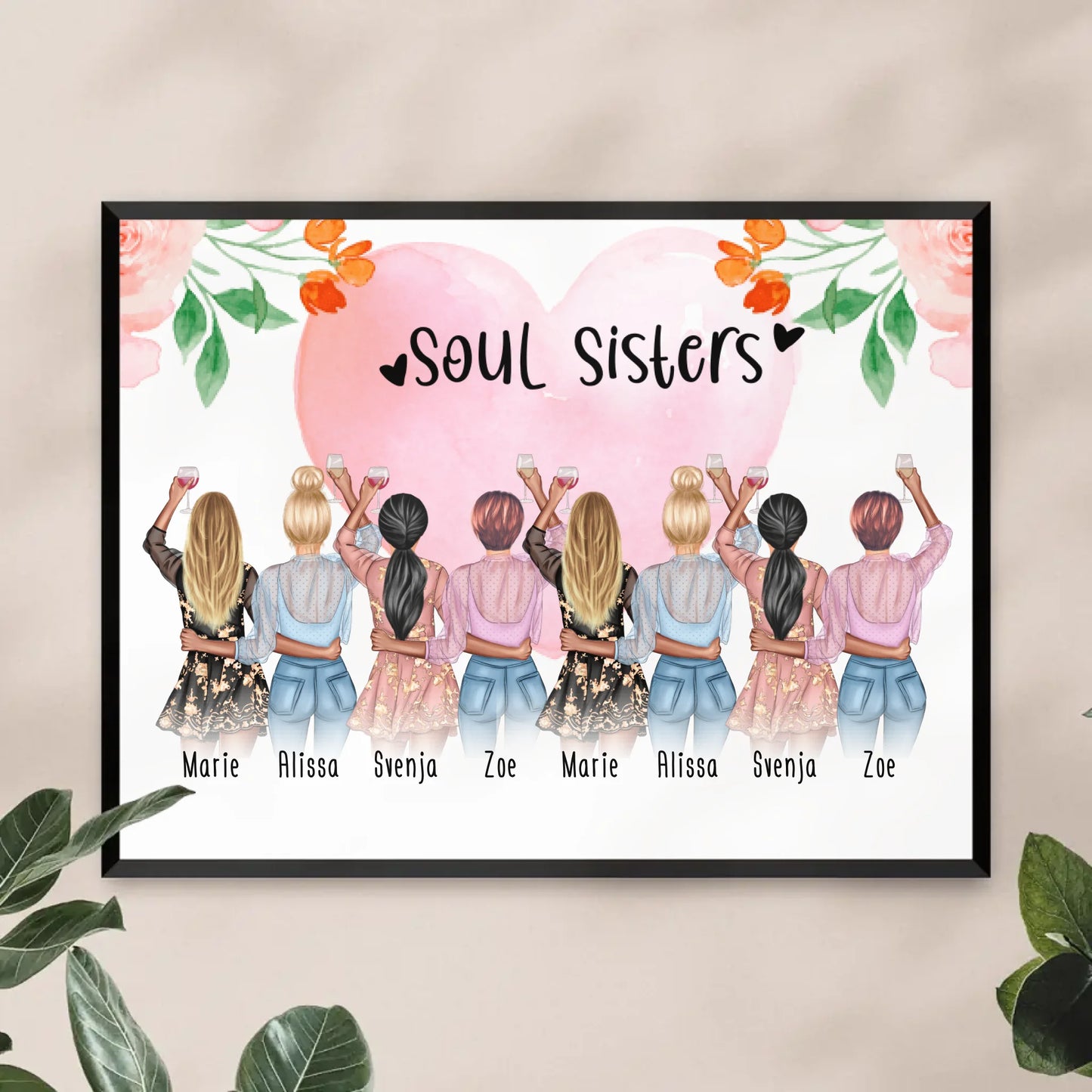 Personalisiertes Poster - Beste Freundinnen (8 Freundinnen) - Best Friends