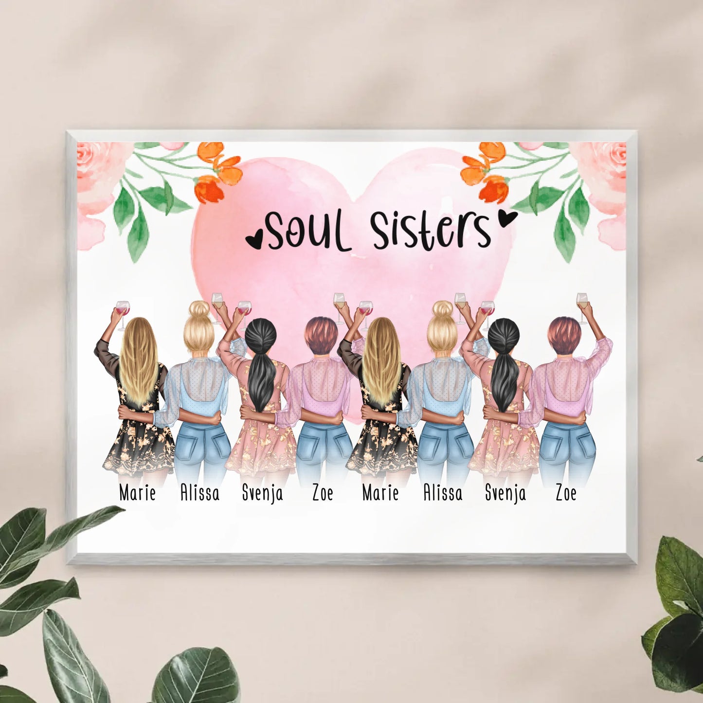 Personalisiertes Poster - Beste Freundinnen (8 Freundinnen) - Best Friends
