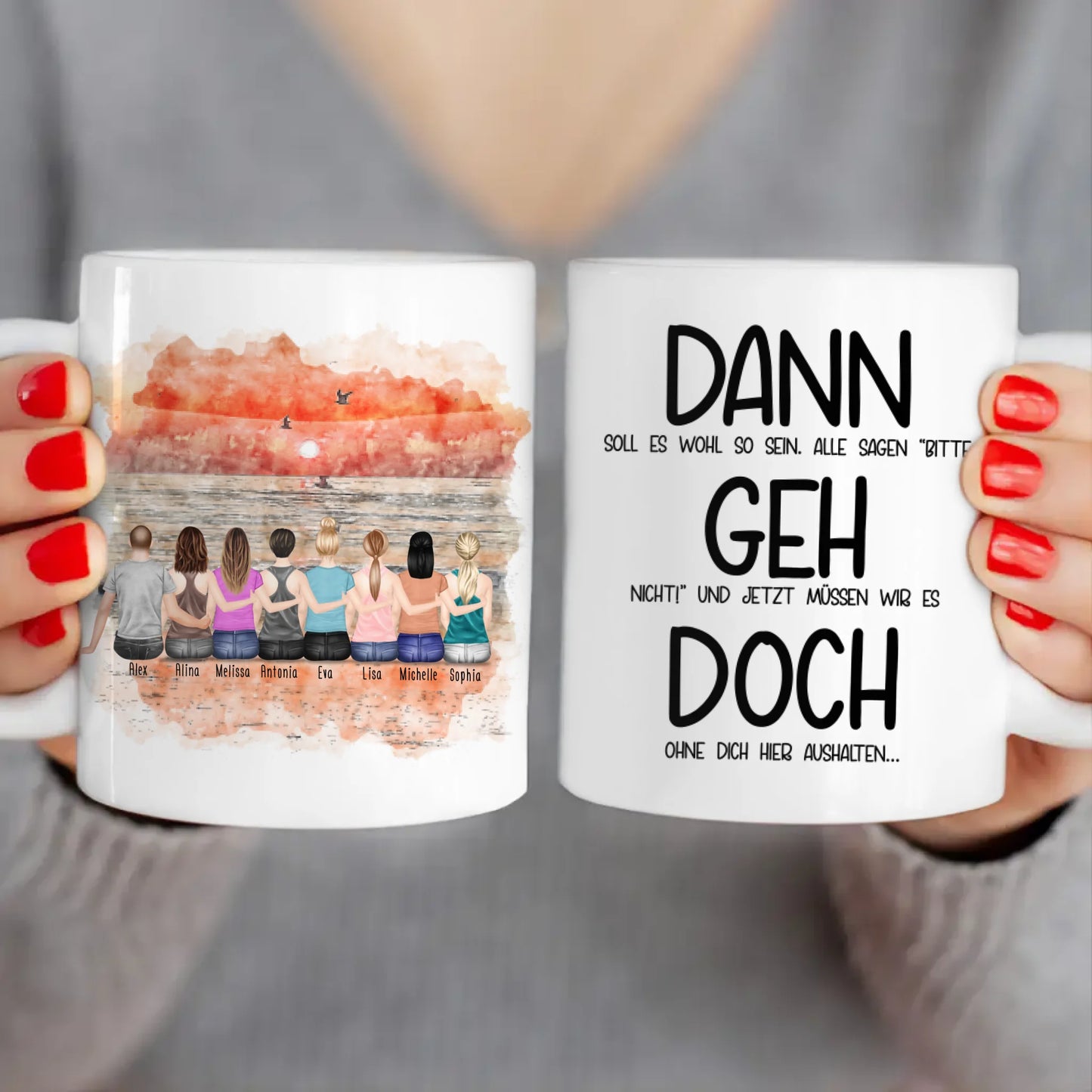 Personalisierte Tasse Kollegen (7 Frauen + 1 Mann) - Abschiedsgeschenk