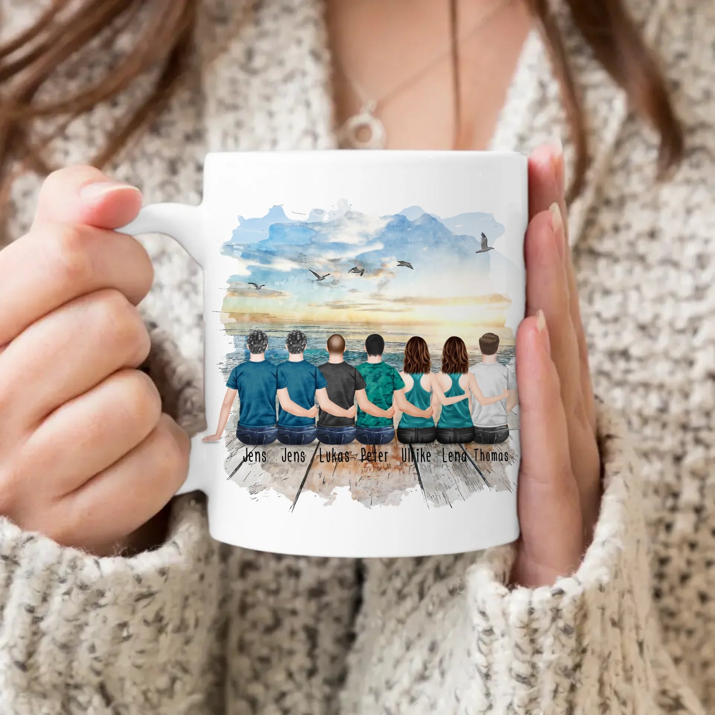 Personalisierte Tasse - Beste Freunde - 2 Frauen + 5 Männer