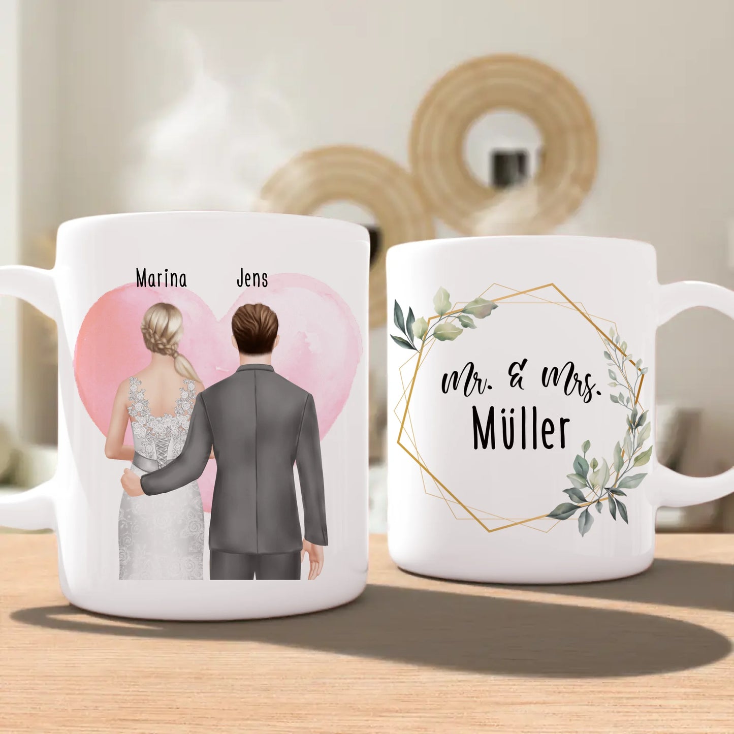 Personalisierte Tasse mit Brautpaar - Hochzeitsgeschenk