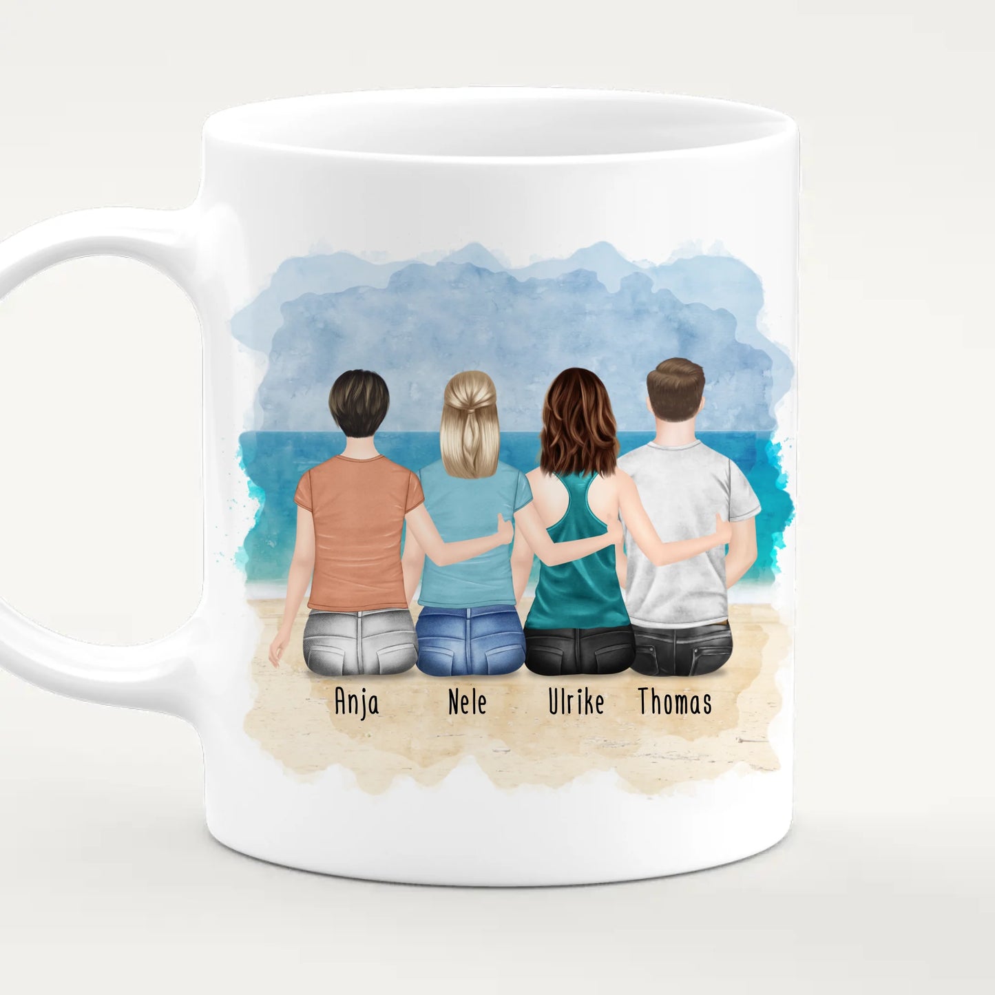 Personalisierte Tasse mit Mutter/Tochter/Sohn (2 Töchter + 1 Sohn)