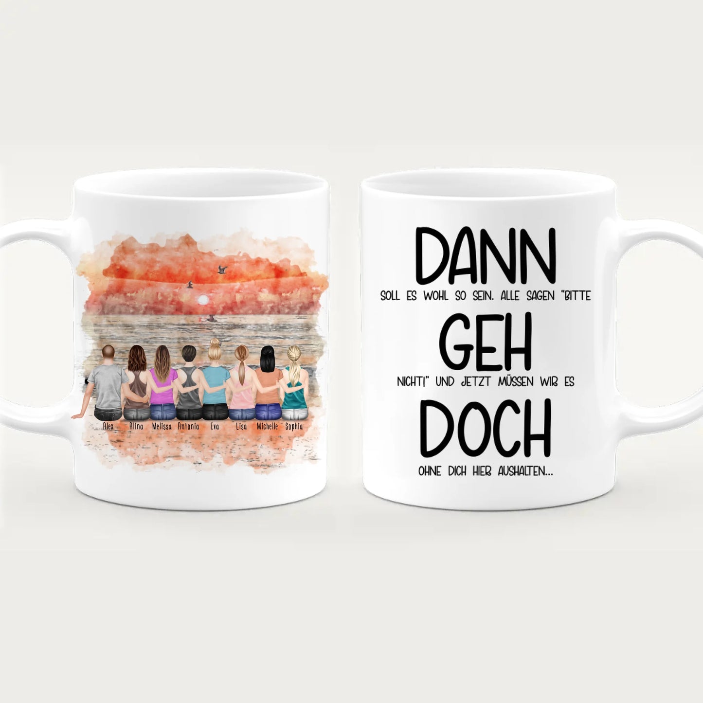 Personalisierte Tasse Kollegen (7 Frauen + 1 Mann) - Abschiedsgeschenk