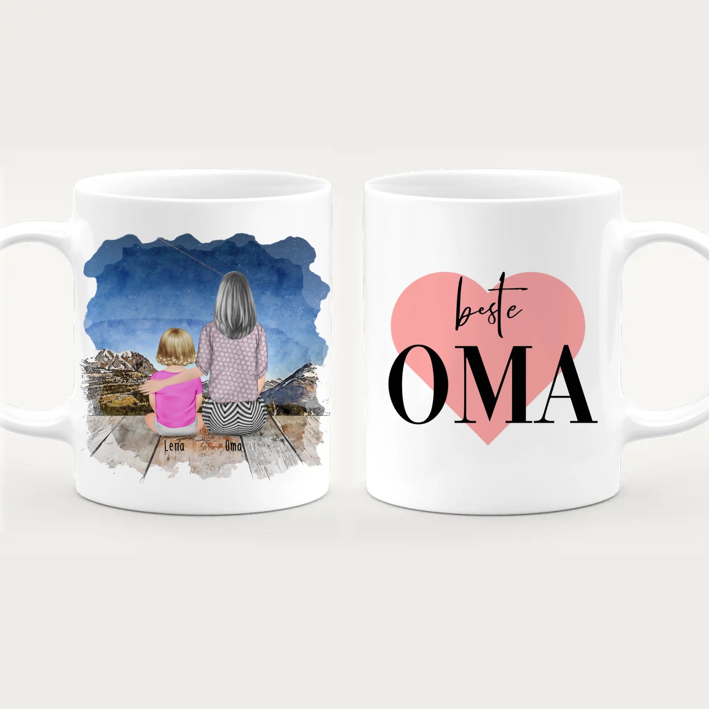 Personalisierte Tasse für Oma (1 Baby + 1 Oma)