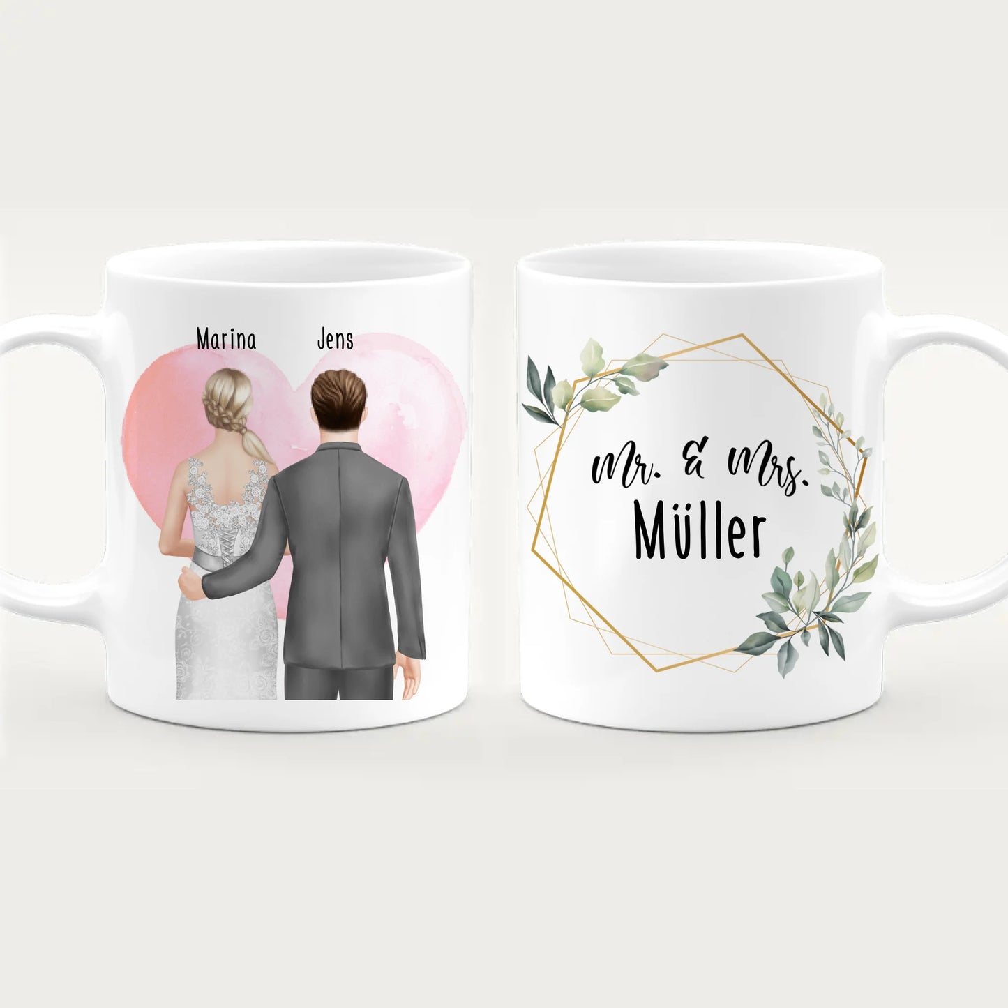 Personalisierte Tasse mit Brautpaar - Hochzeitsgeschenk