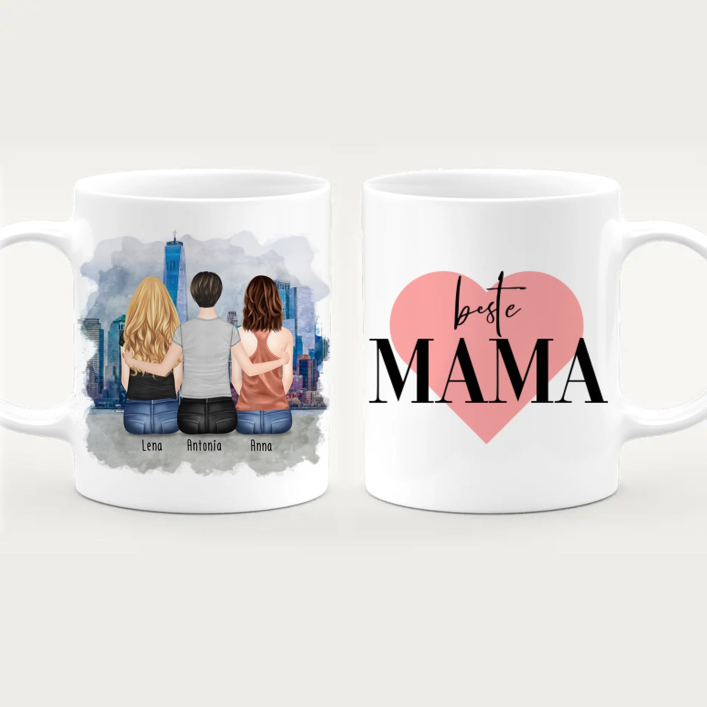 Personalisierte Tasse mit Mutter/Tochter (2 Töchter)