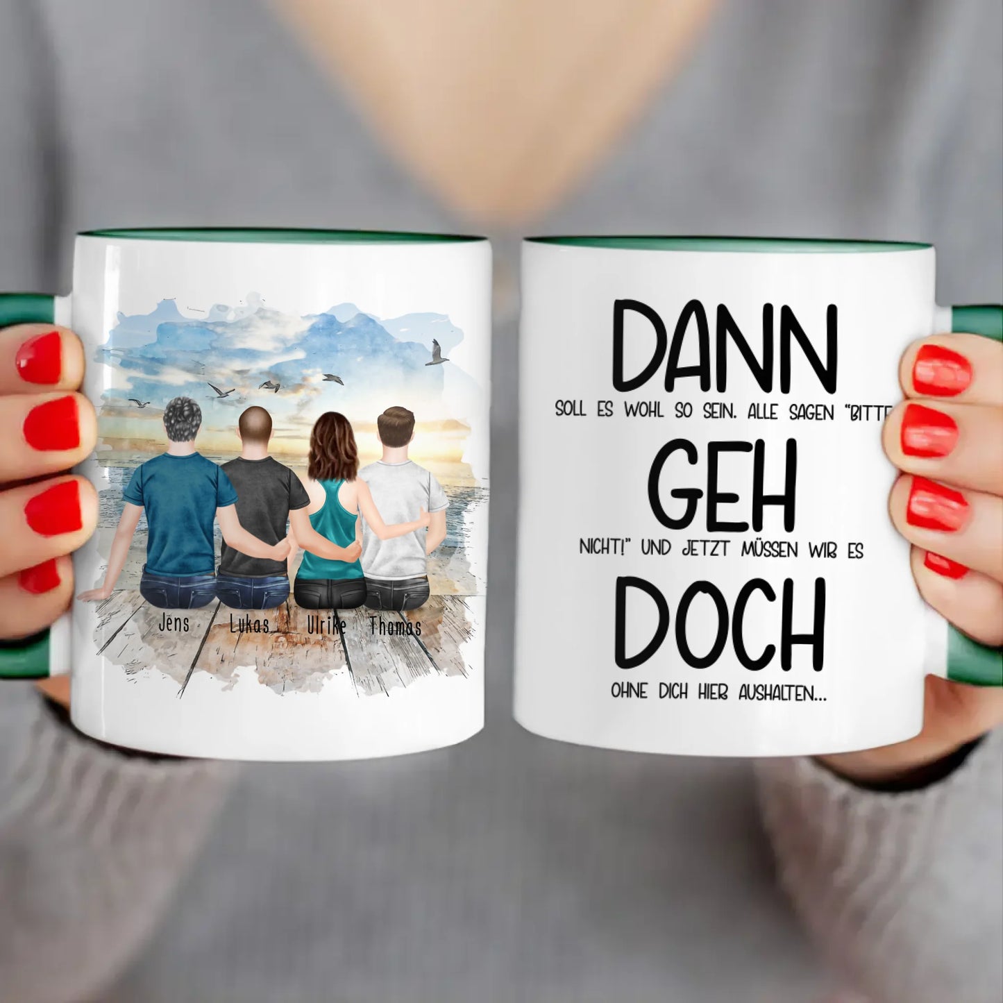 Personalisierte Tasse Kollegen (1 Frau + 3 Männer) - Abschiedsgeschenk