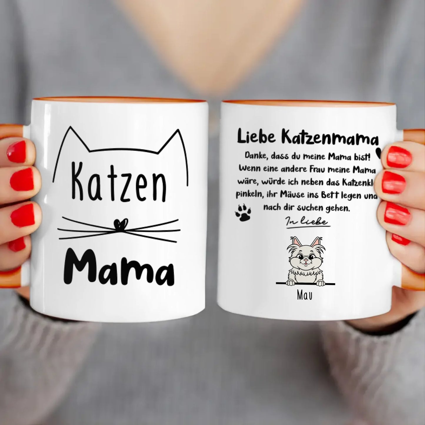 Personalisierte Tasse - Katzenmama/Katzenpapa (1-6 Katzen) (gezeichnet)