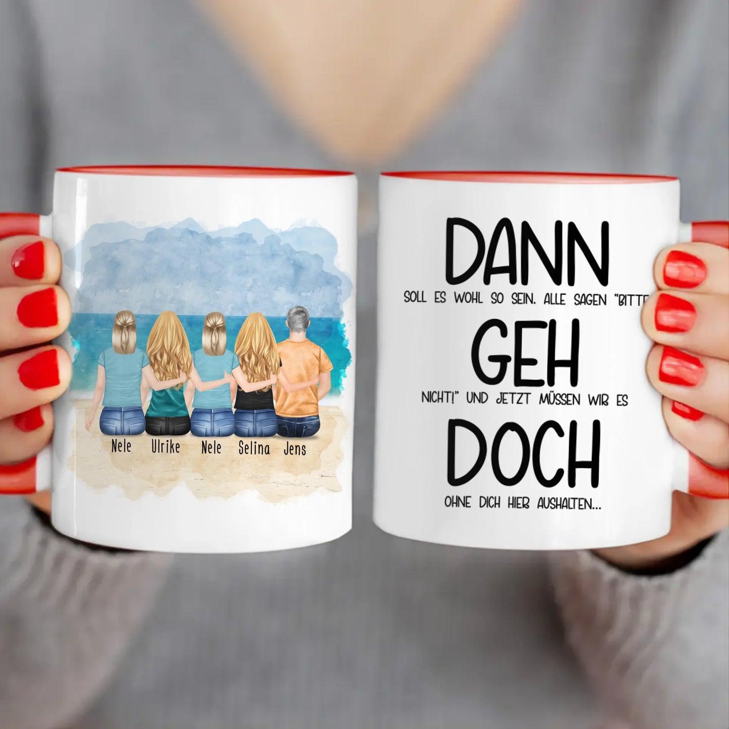 Personalisierte Tasse Kollegen (1 Mann + 4 Frauen) - Abschiedsgeschenk