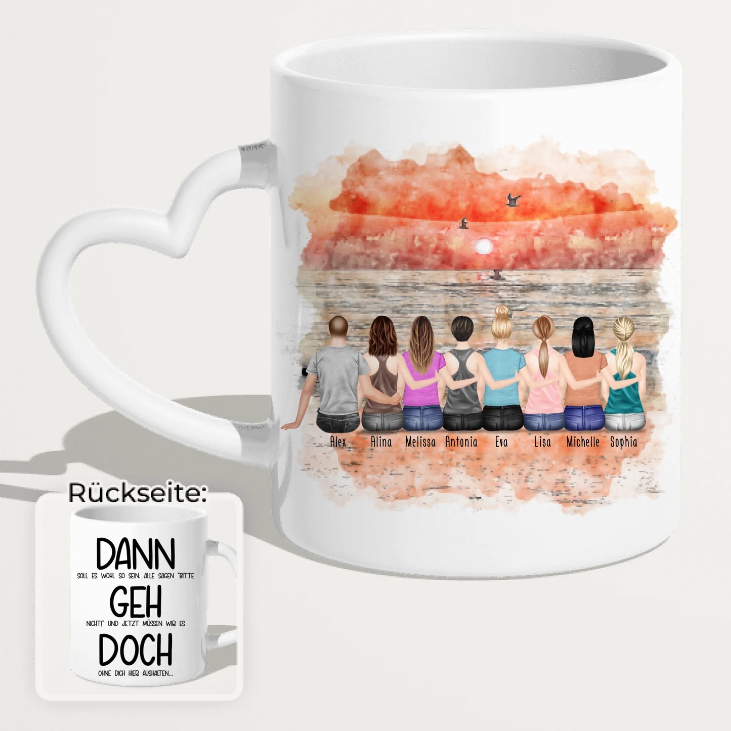 Personalisierte Tasse Kollegen (7 Frauen + 1 Mann) - Abschiedsgeschenk