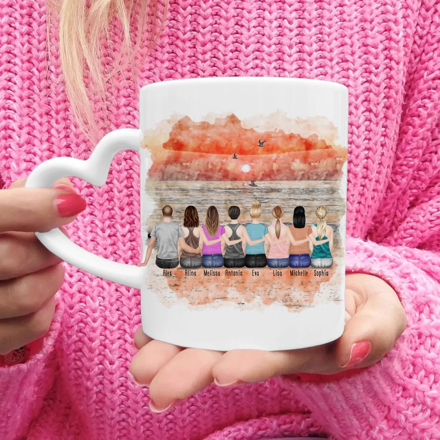 Personalisierte Tasse Kollegen (7 Frauen + 1 Mann) - Abschiedsgeschenk