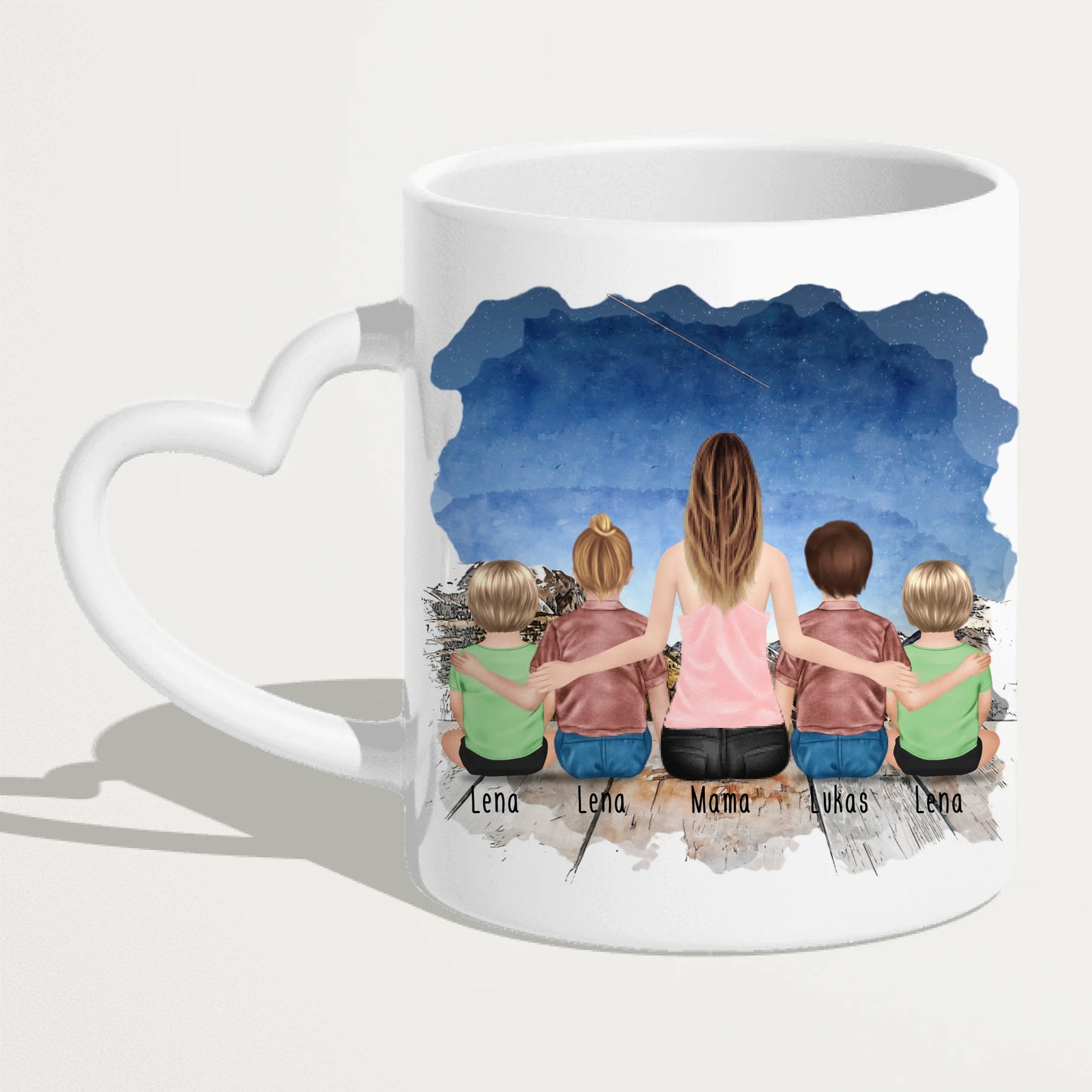 Personalisierte Tasse - 1 Frau + 2 Kinder + 2 Babys