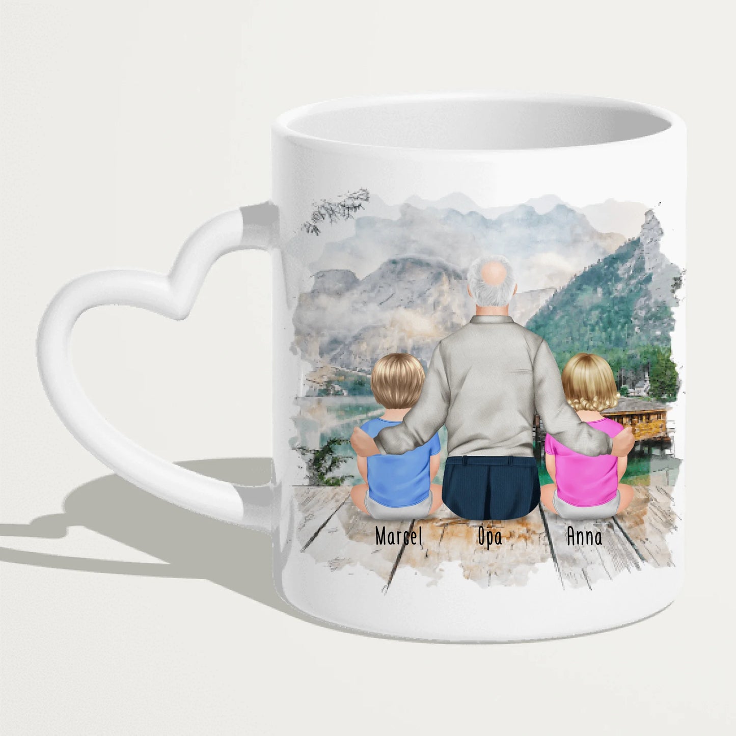 Personalisierte Tasse für Opa (2 Babys + 1 Opa)
