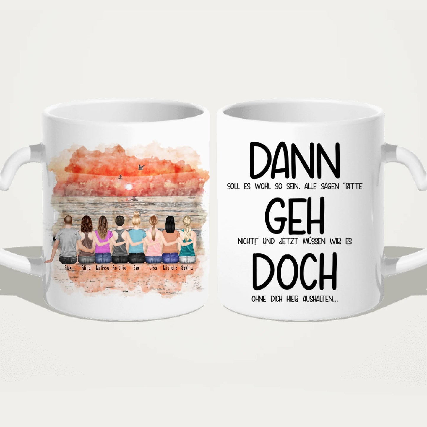 Personalisierte Tasse Kollegen (7 Frauen + 1 Mann) - Abschiedsgeschenk