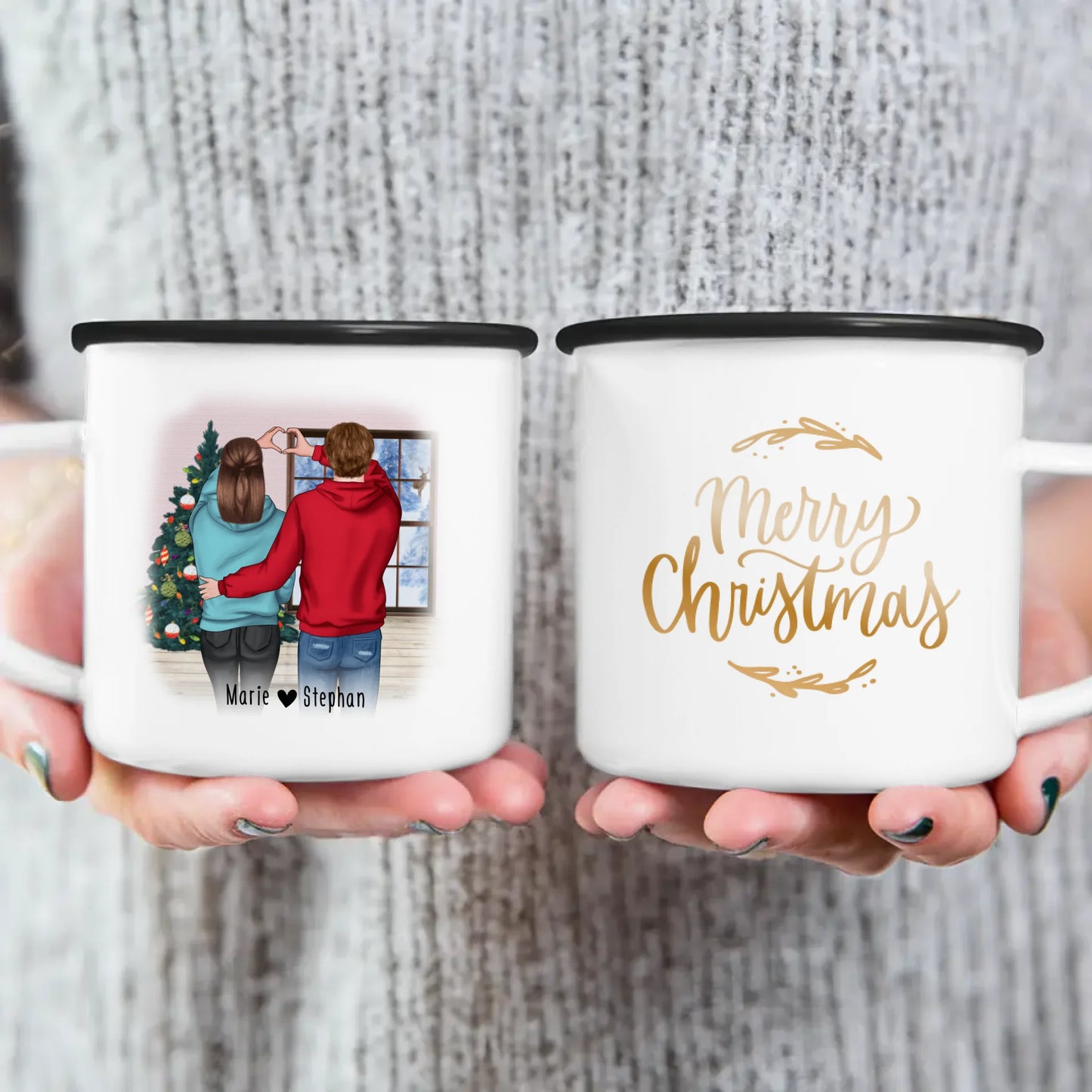Personalisierte Tasse - Paar/Pärchen (stehend) - Weihnachtstasse