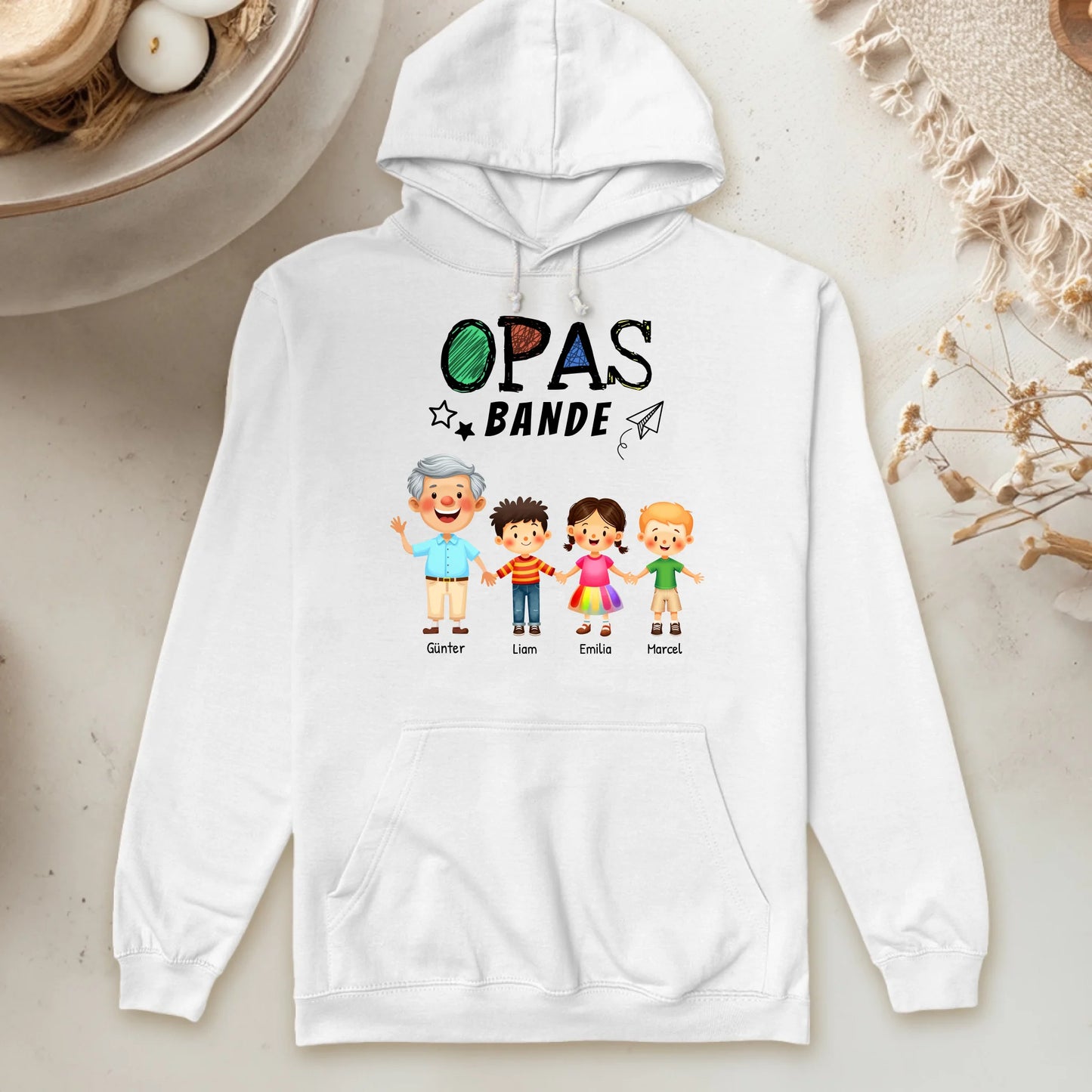 Personalisierter Hoodie - Opas Bande mit 1-8 Enkelkindern