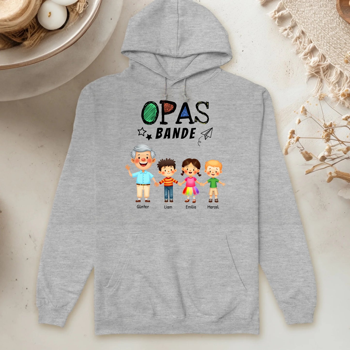 Personalisierter Hoodie - Opas Bande mit 1-8 Enkelkindern