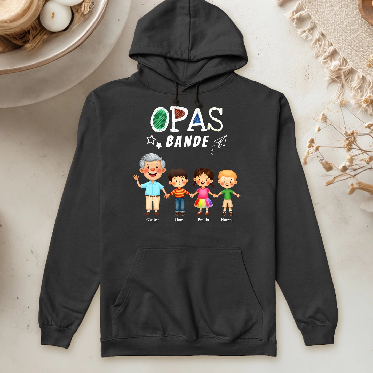 Personalisierter Hoodie - Opas Bande mit 1-8 Enkelkindern