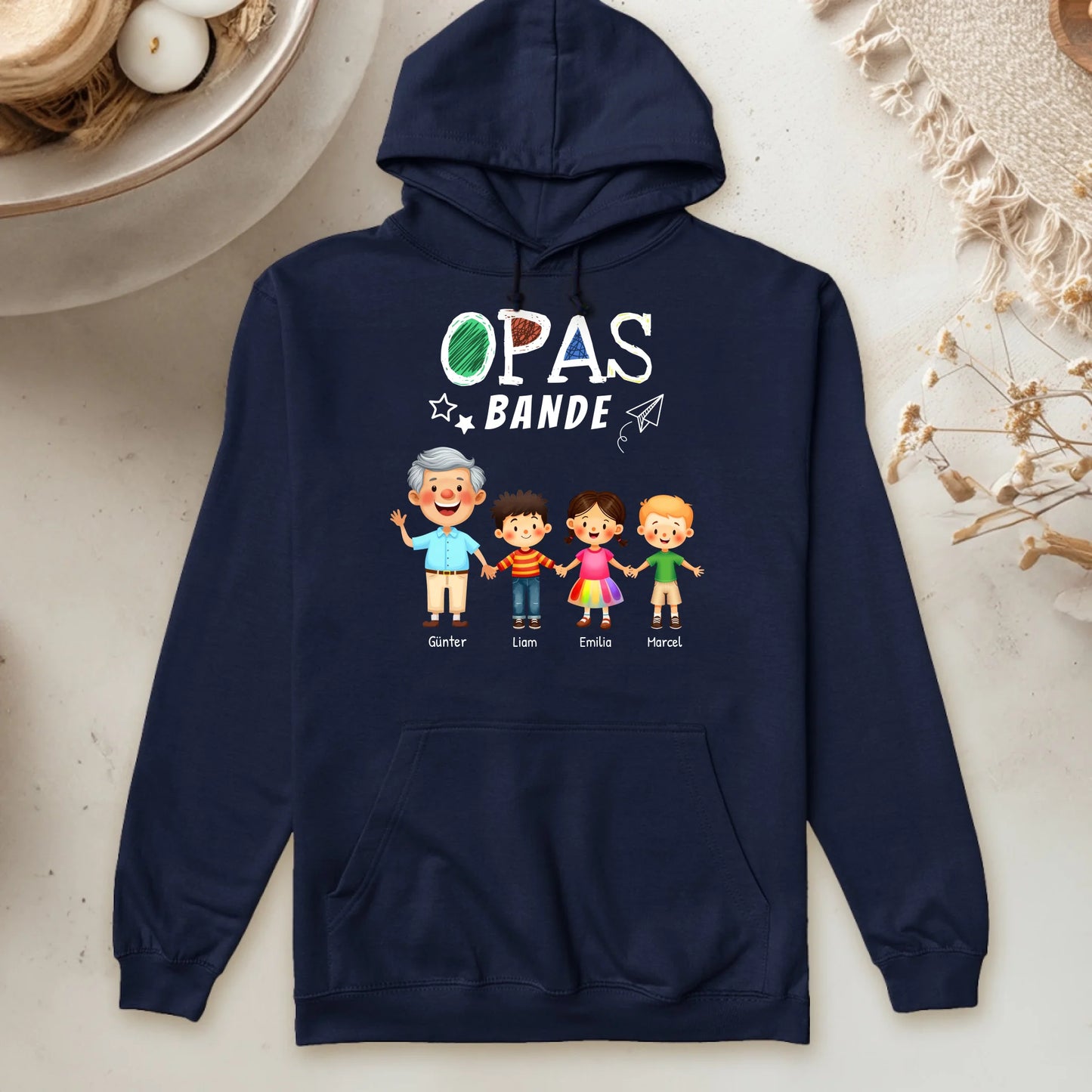 Personalisierter Hoodie - Opas Bande mit 1-8 Enkelkindern
