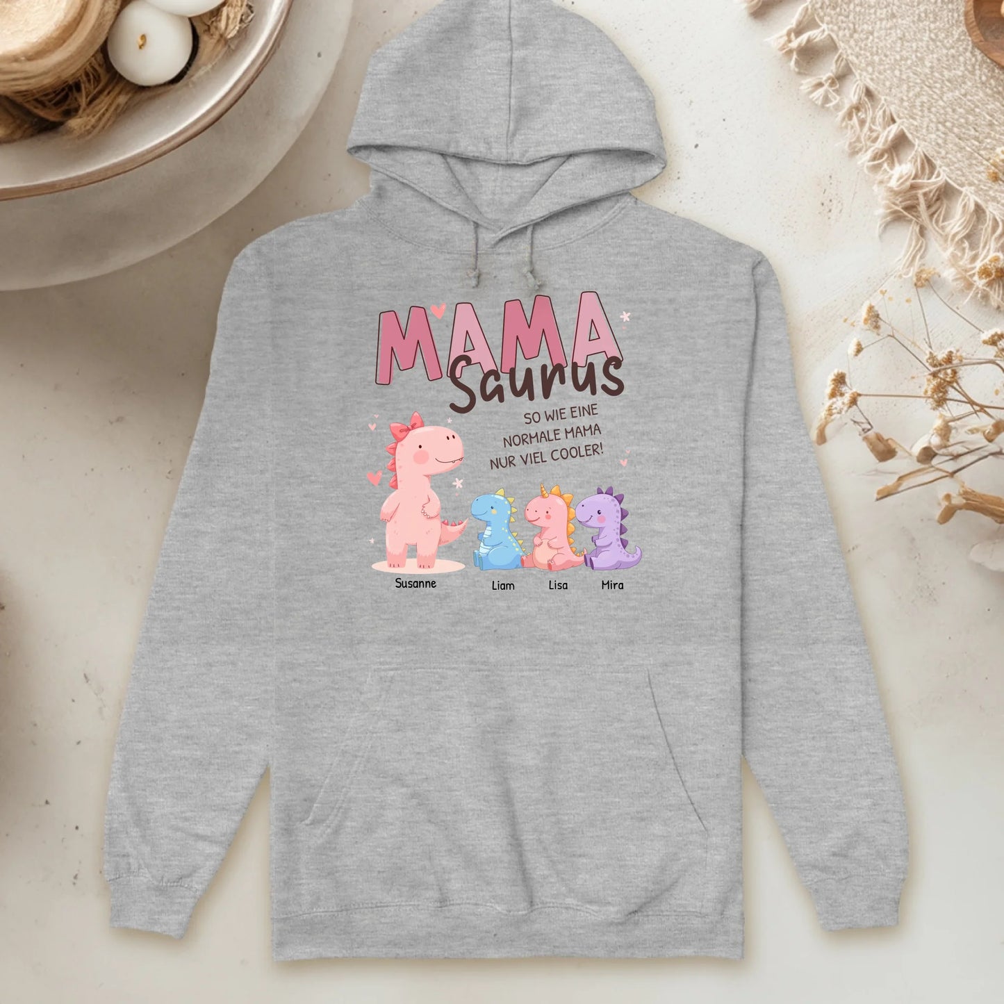 Personalisierter Hoodie - Mamasaurus mit 1-10 Kindern