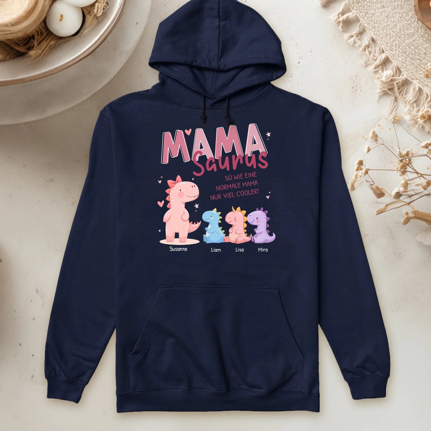 Personalisierter Hoodie - Mamasaurus mit 1-10 Kindern