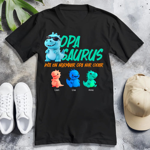 Personalisiertes T-Shirt - Opasaurus mit 1-10 Kindern
