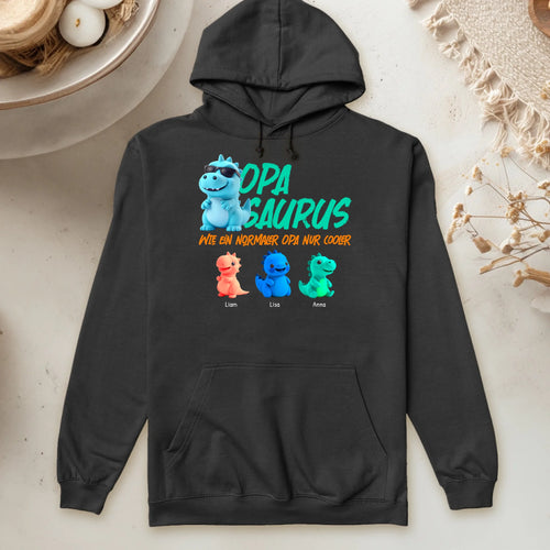 Personalisierter Hoodie - Opasaurus mit 1-10 Kindern