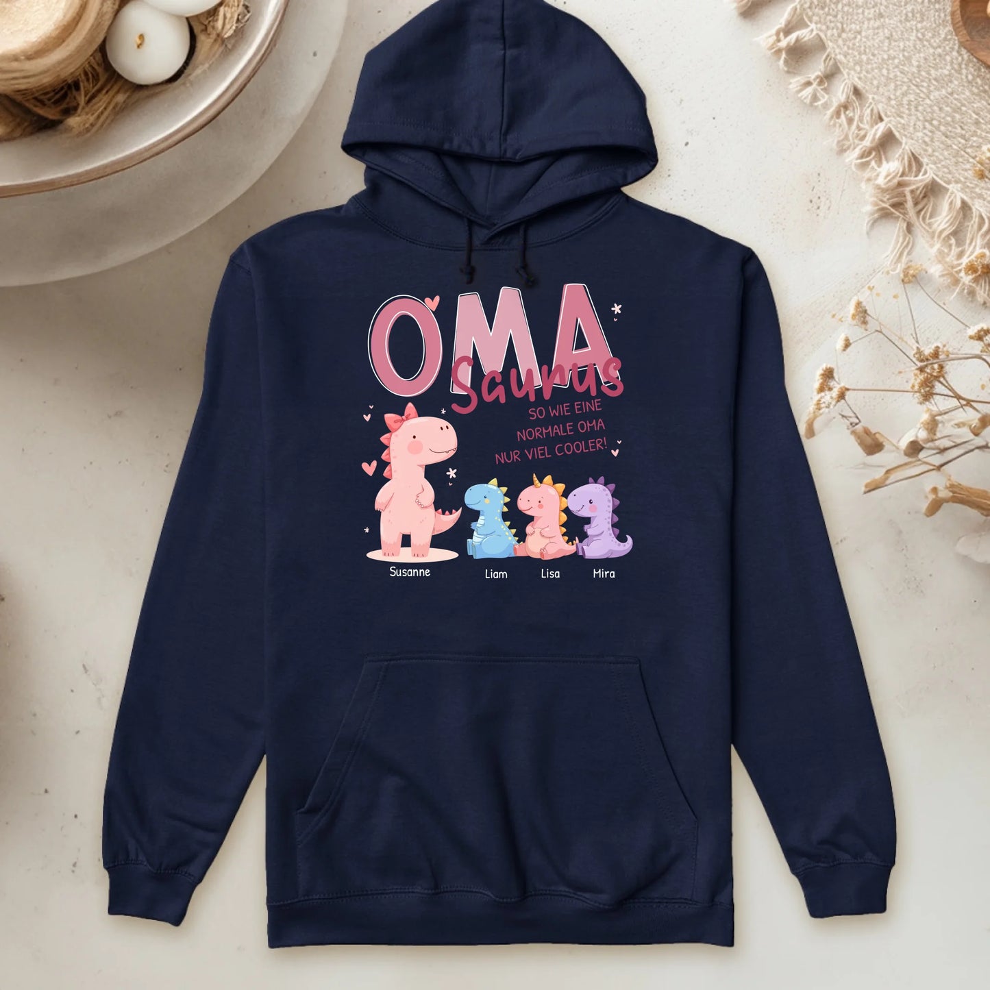 Personalisierter Hoodie - Omasaurus mit 1-10 Kindern
