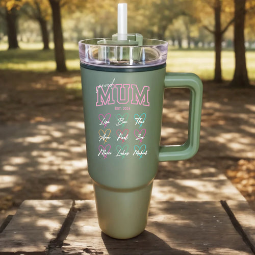 Personalisierter Thermo Cup - Mum/Mama/Oma EST. mit Kindernamen