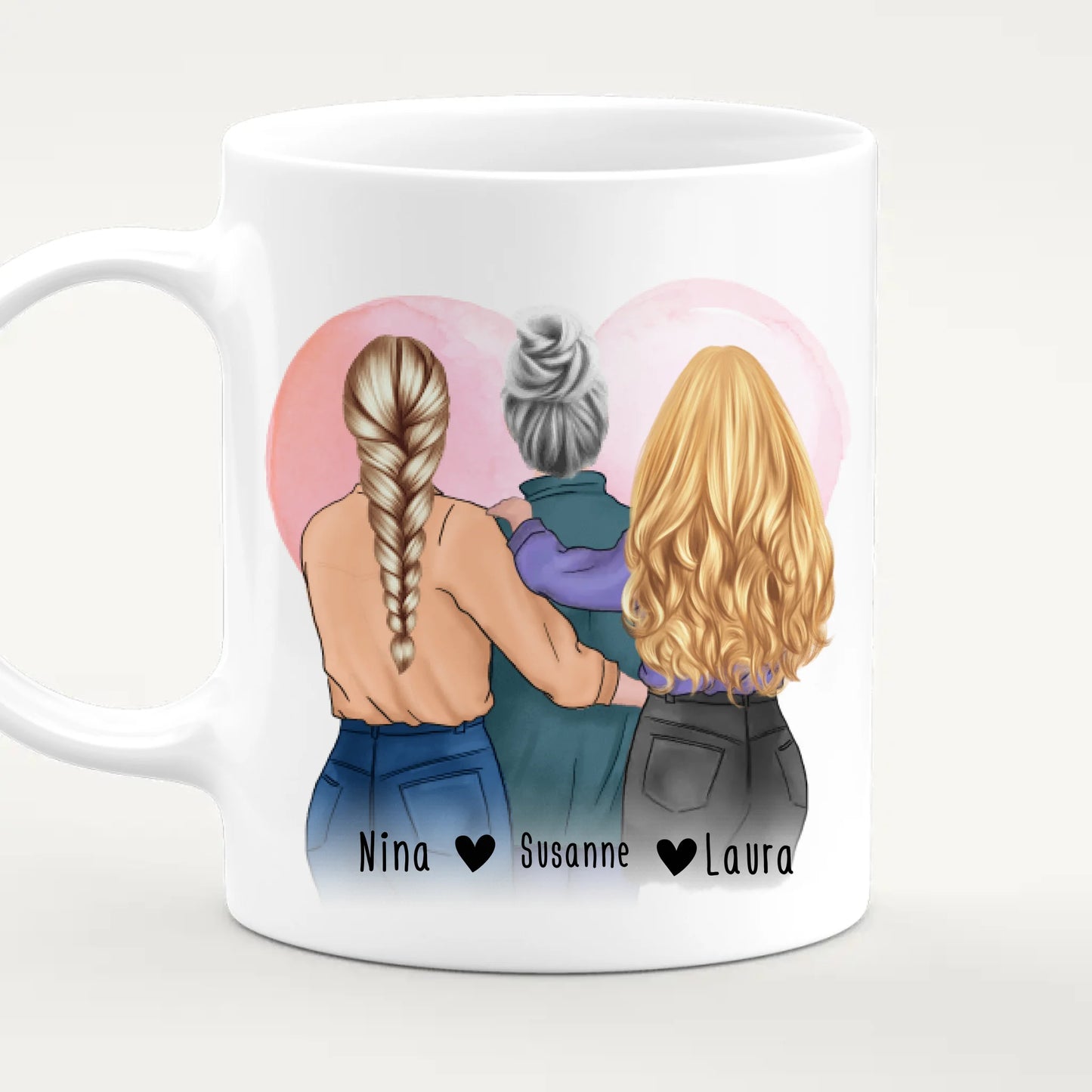 Personalisierte Tasse - Mutter/Mama + 2 Töchter (stehend)