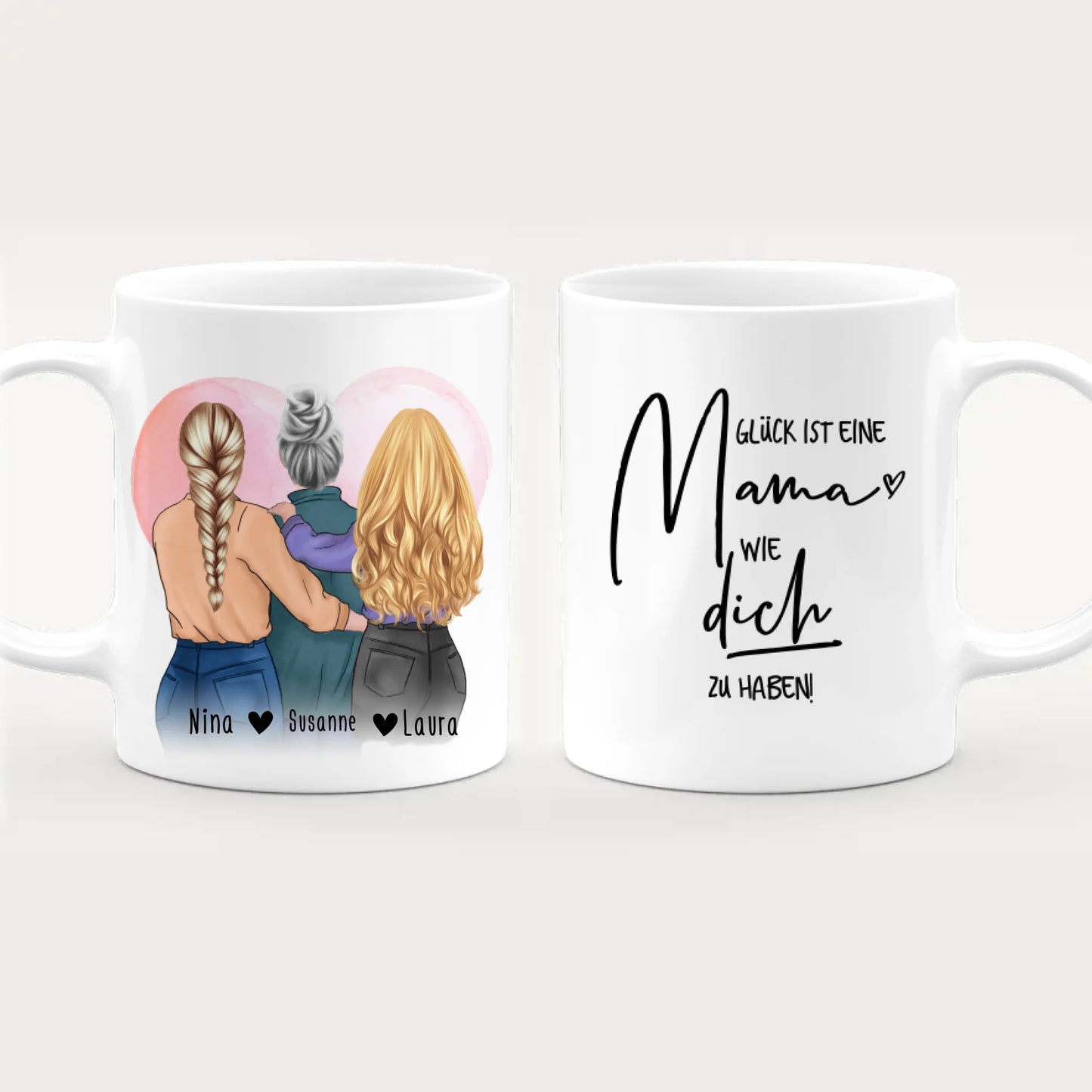 Personalisierte Tasse - Mutter/Mama + 2 Töchter (stehend)