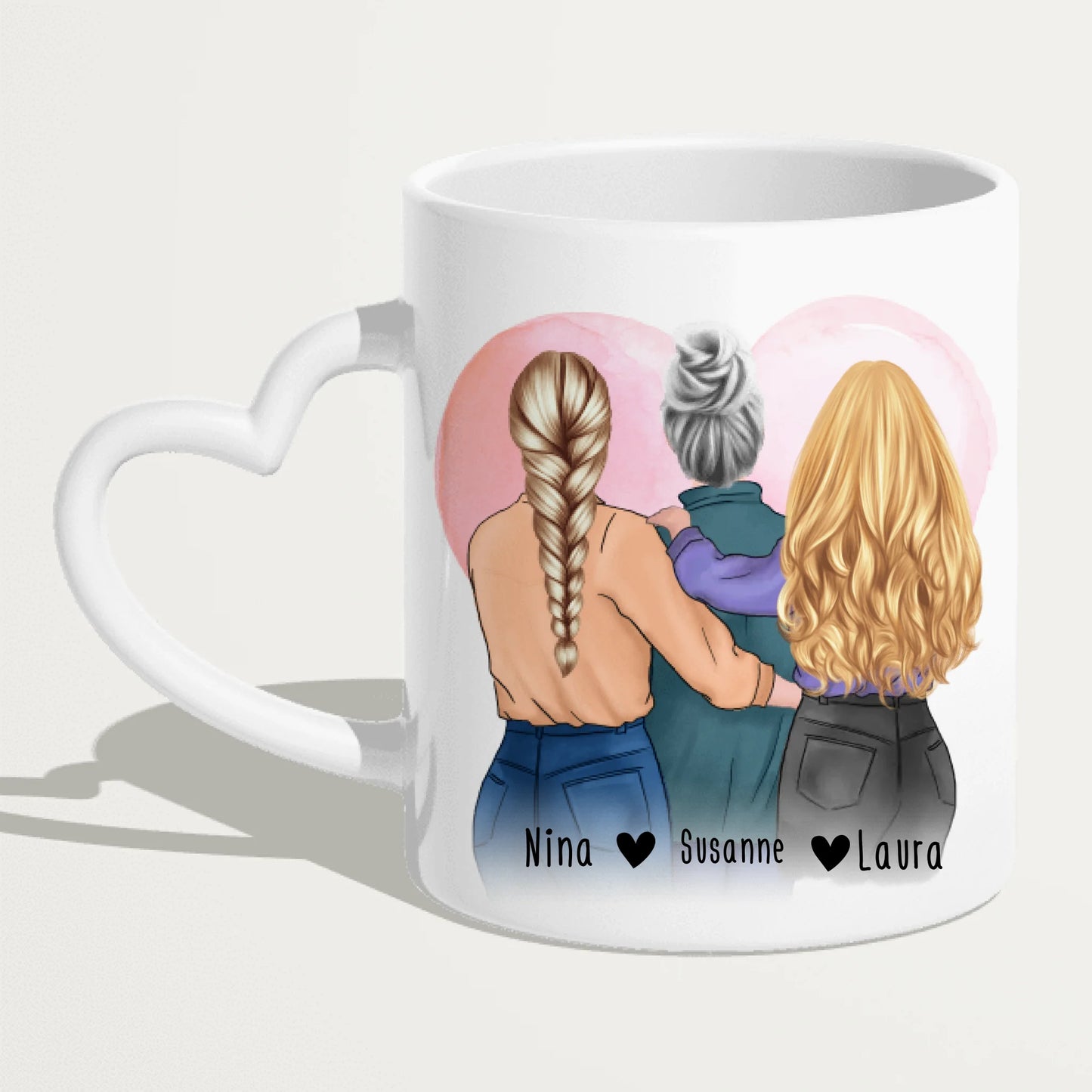 Personalisierte Tasse - Mutter/Mama + 2 Töchter (stehend)