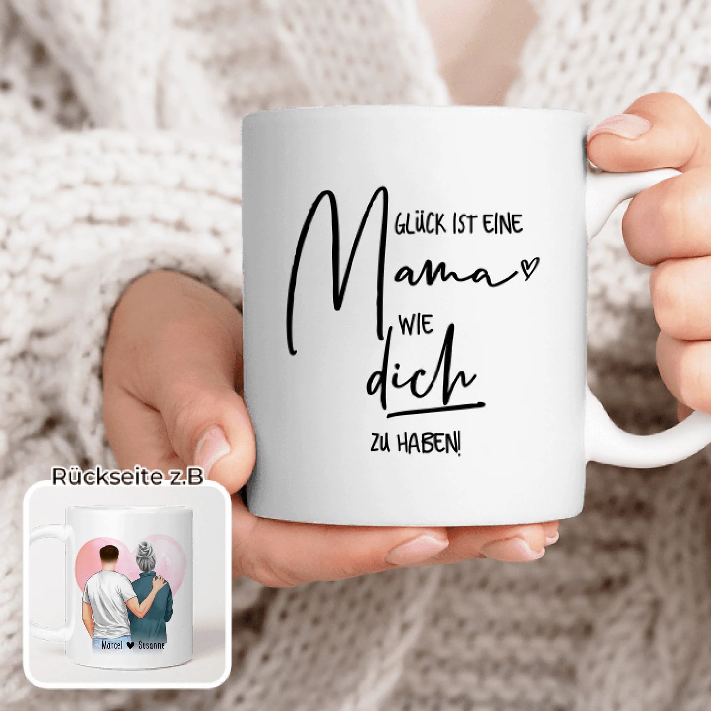 Personalisierte Tasse - Mutter/Mama + Sohn (stehend)