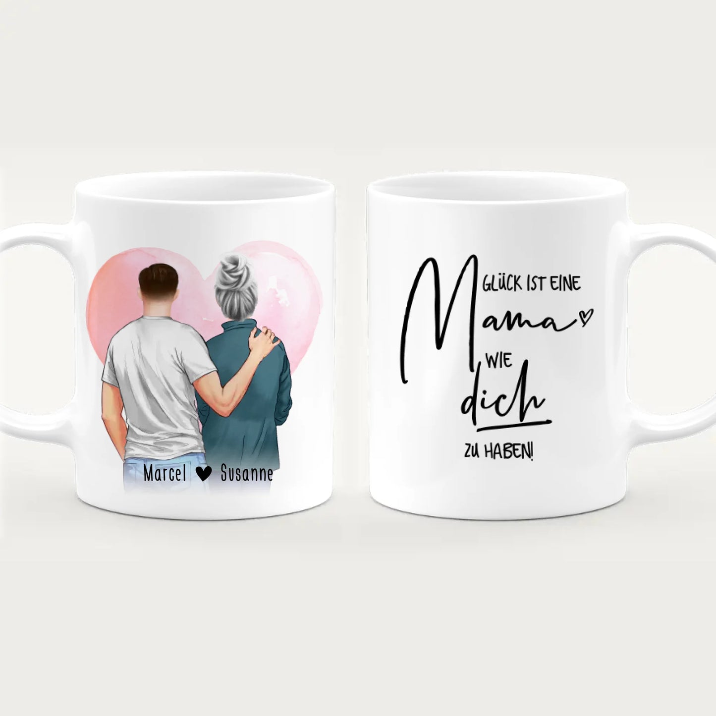 Personalisierte Tasse - Mutter/Mama + Sohn (stehend)