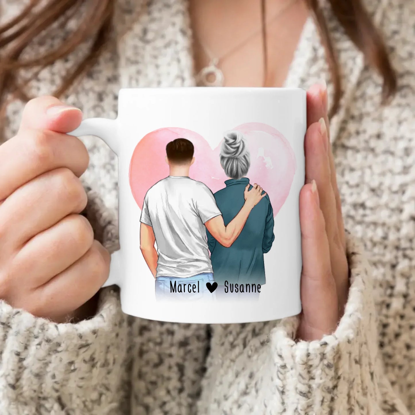 Personalisierte Tasse - Mutter/Mama + Sohn (stehend)