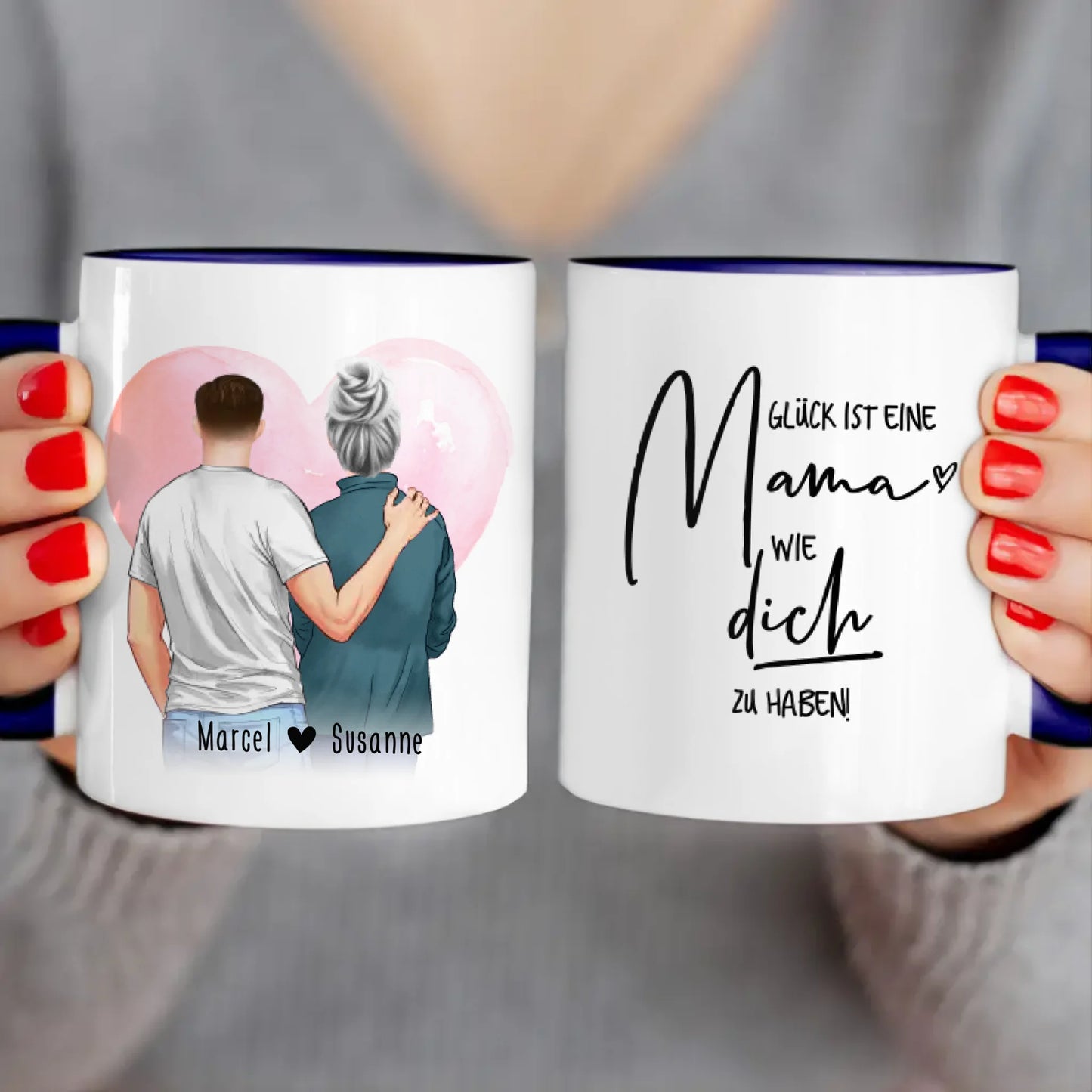 Personalisierte Tasse - Mutter/Mama + Sohn (stehend)