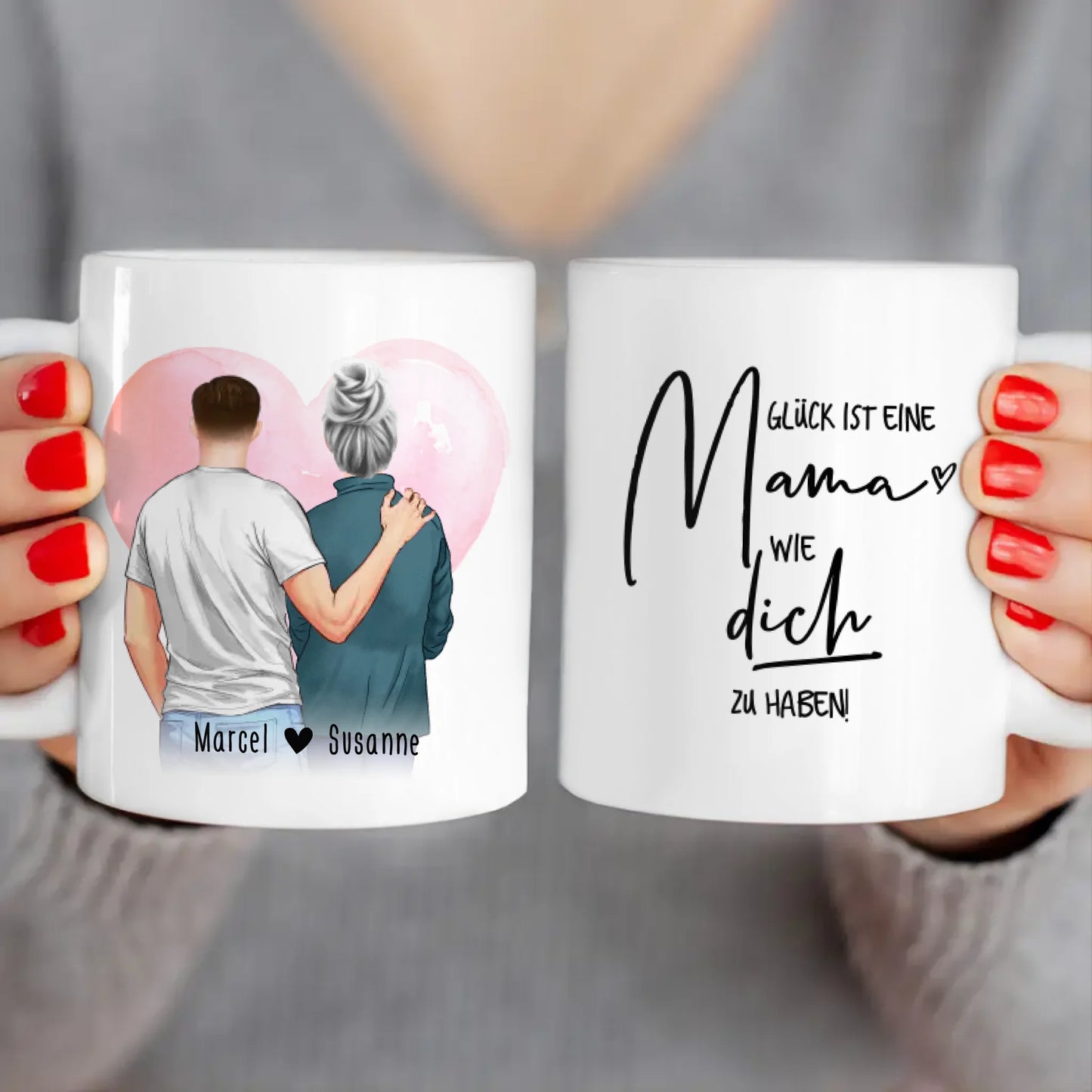 Personalisierte Tasse - Mutter/Mama + Sohn (stehend)