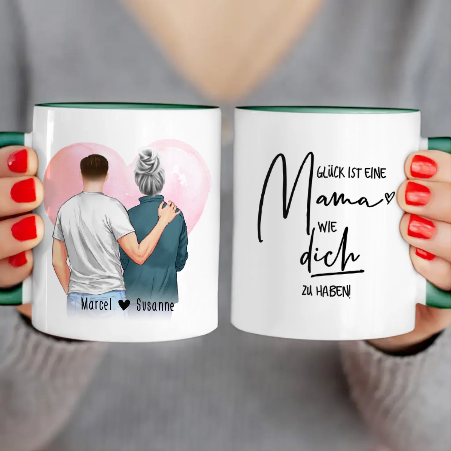 Personalisierte Tasse - Mutter/Mama + Sohn (stehend)